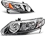 AUTOSAVER88 Headlight Assembly Compatible with 06 07 08 09 10 11 Civic Sedan 4-Door Headlamp with Amber Park Lens Black Housing Amber Reflector