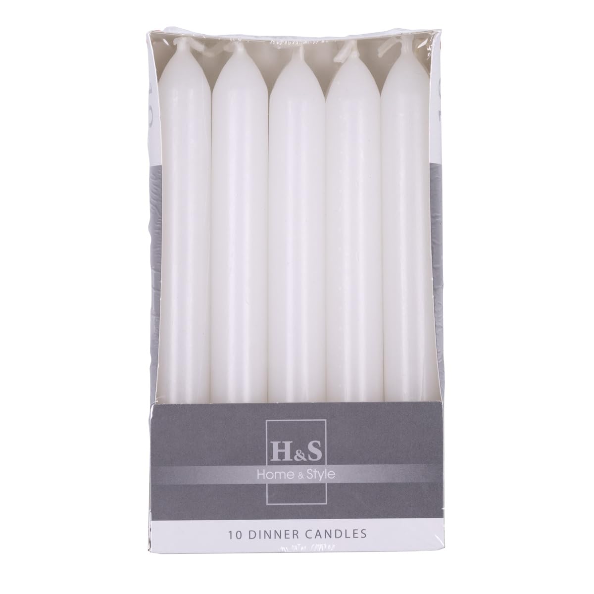 DONAU HOME Juego de velas lisas de varilla/blanco/10 unidades en caja de cartón, 17 x 2 cm de diámetro, sin perfumar/cilíndricas/velas de mesa para decoración en el salón, baño, 6 horas de