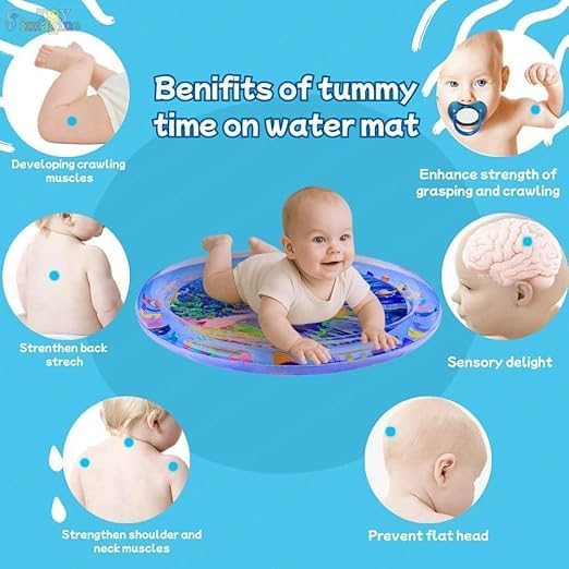Image of Heavy Duty Tummy Time Water Mat for Babies | Sensory Play Gym for 6-12 Months | Newborn Baby Essentials | Water-Filled Activity Mat | Baby Gifts | Pack of 1 (BEBY Water MAT Round)
