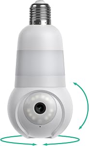 Luna Light Bulb Security Camera Wireless, 360° Pan Tilt Camera, Color Night Vision, LED Bulb & Spotlight, 2.4GHz 5GHz WiFi 6, Indoor Outdoor Porch Camera