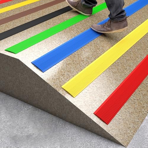 High Adhesion Self-Adhesive Stair Nosing, Serrated PVC Edge Trim for Enhanced Friction Resistance, Protects Slopes & Steps - Brown, 4cm