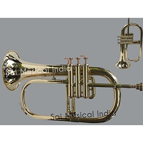 Queen Brass Flugen Horn Bb 3 Valve Shinning Brass 100% Brass With Mouth Piece & Bag Free #TOP1