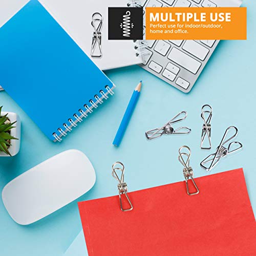 Chip Clips Silver Utility 30 Pack - 2” Wire Clothes Pins and Bag Clips for Food & Outdoor Clothesline Heavy Duty Clamp - Stainless Steel Laundry Clip - Multipurpose Metal Pegs Home Kitchen Office - Thumbnail 5