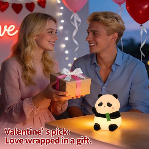 Image of Rytinazzz Silicone Night Light for Kids, 50H Long Battery Panda Lamp, Gift for Kids, Soft Dimmable Bedside Light, Rechargeable Tap Control