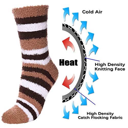 Image of FNOVCO Mens Fuzzy Socks - Soft Cozy Slipper Fluffy Winter Warm Microfiber Plush Sleeping Socks - 5 to 6 Pairs