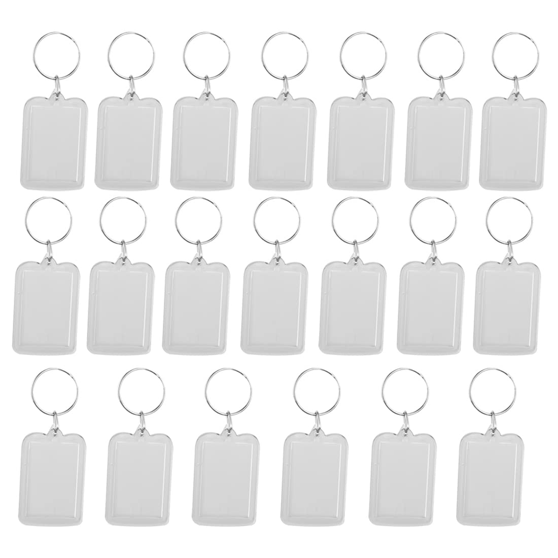 RAYWIND 20Pcs Acrylic Photo Frame Keyring Clear Picture Insert Blank Keyrings with Split Ring for Christmas Valentine Holiday Photo Diaplay Supplies