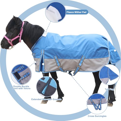 Couverture de paddock pour poulain et poney Shetland imperméable bleu roi 4'0 - 3