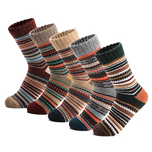 Warm Socks, Taotique 5 Pairs Women Wool Socks For Winter Soft And Thick Knit Cozy Crew Socks Christmas Gift Socks #TOP10