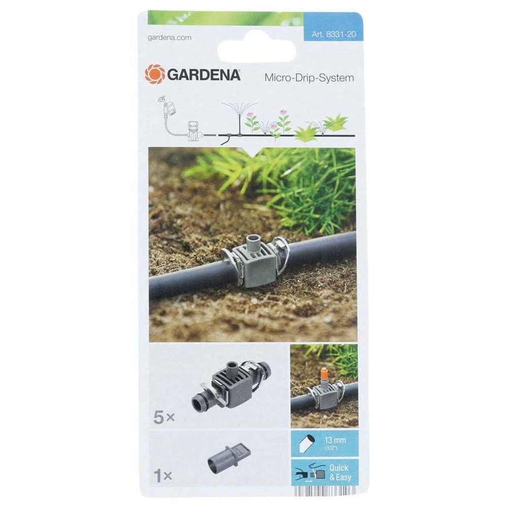 Gardena MICRO DRIP T Joint Connector for Spray Nozzle 1/2" / 12.5mm Pack of 5