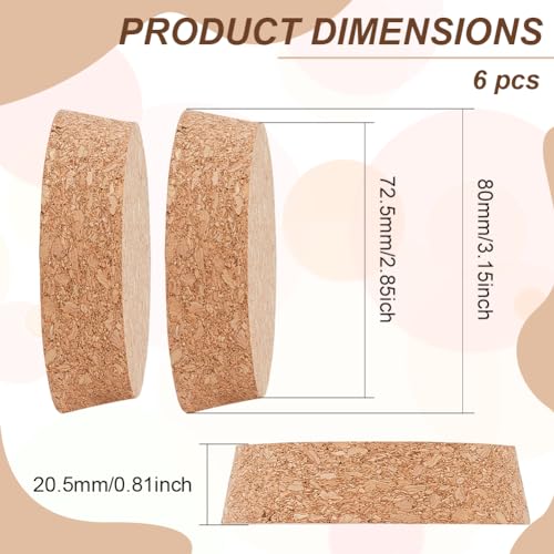Miniatura 2 de Benecreat 6 Tapones De Corcho Para Botellas, Tapones De Corcho Cónicos, 8 Cm De Diámetro, Beige, Redondo, Ideal Para Vinos, Botellas Decorativas, Manualidades