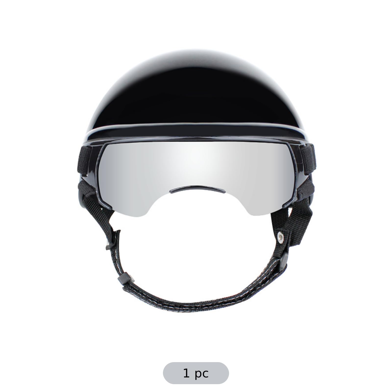 Generisch Zestaw 2 szt. kask dla psa i okulary, rozmiar S, kask motocyklowy dla małych psów ze srebrnymi okularami przeciwsłonecznymi, lekkie akcesoria, obwód głowy 37 cm