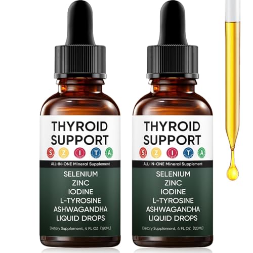 Image of Actora Thyroid Support Liquid Drops with Selenium Zinc Iodine L-Tyrosine Ashwagandha for Hormone Balance - Mood & Energy Supplement - 4 fl. oz. (120mL) (2)