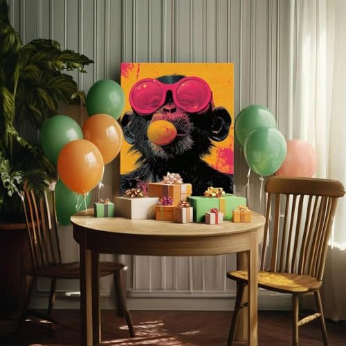Tableau Singe cool pour mur vide toile décoration murale encadrée - 3