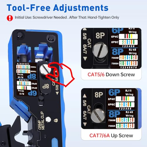Image of All-In-One RJ45 Crimp Tool with Hand-Twist Screw and Wire Terminal Crimper for CAT7 /CAT6A /CAT6 /CAT5E /CAT5, Ethernet Crimper RJ45 crimper RJ45 Pass Through Crimp Tool Ethernet Crimping Tool
