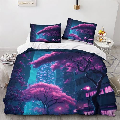Parure de lit fleurs de cerisier 3D en microfibre premium 200x200