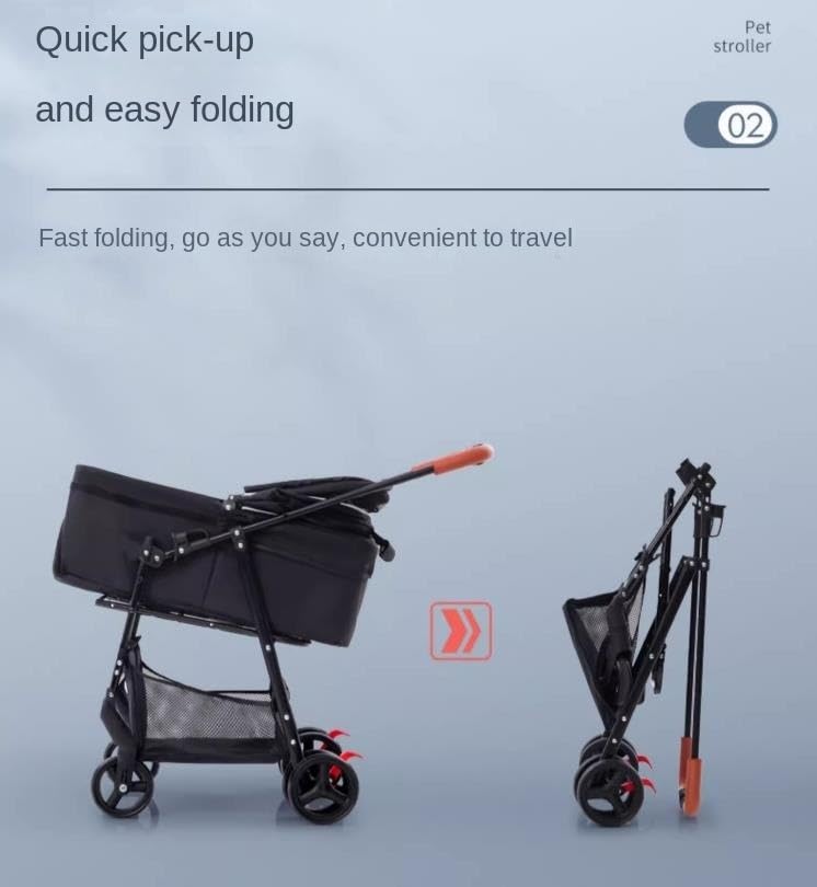Poussette pliable chien 4 roues légère et durable - 7