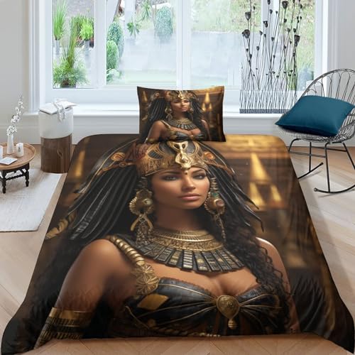 GEEYOU Ancient Egypt Aide Au Sommeil Parure De Lit Confortable Housse De Couette Chaleur Egyptian Queen Literie Hygroscopique Comfort Cover Doux Et Souple Linge De Lit...