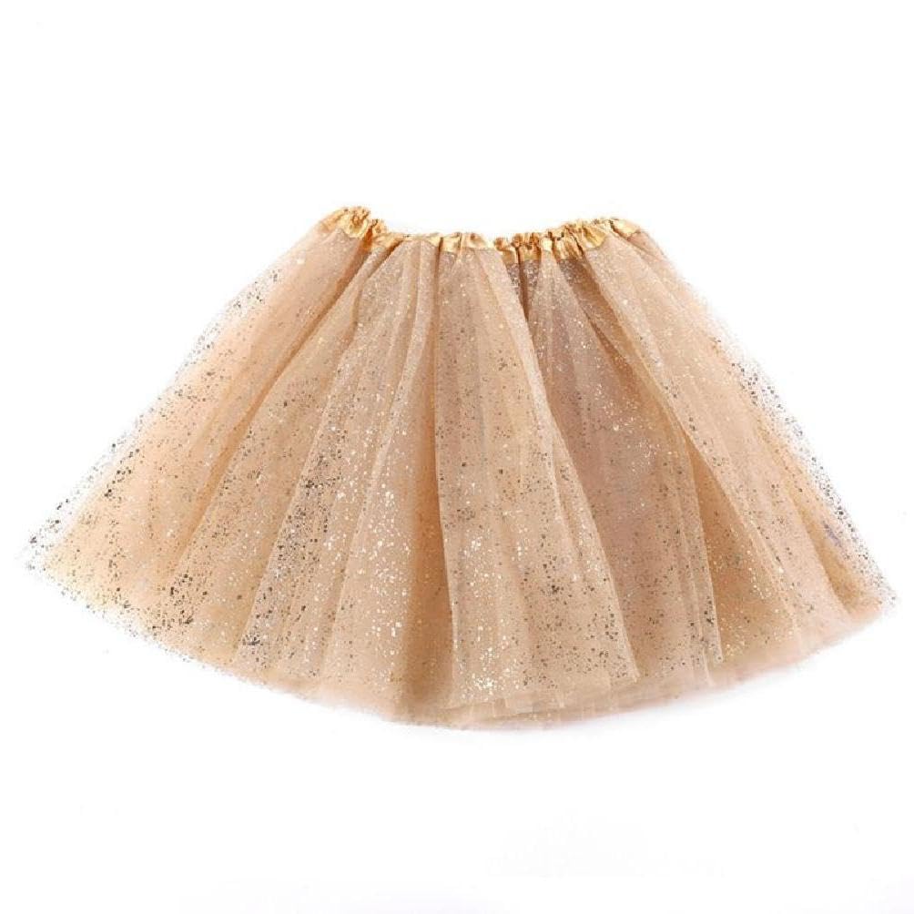 Infant Baby Girls Ballet Dance Tutu Skirt 3 Layers Tulle Glitter Golden Sequins Princess Mesh Pettiskirt 0-8 Year