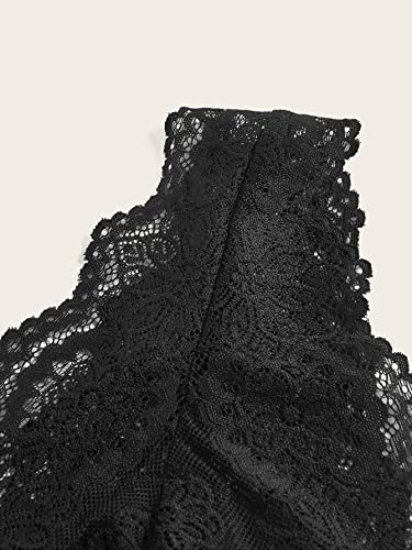 Floerns Women's Plus Size Double V Neck Wide Strap Floral Lace Bralette3