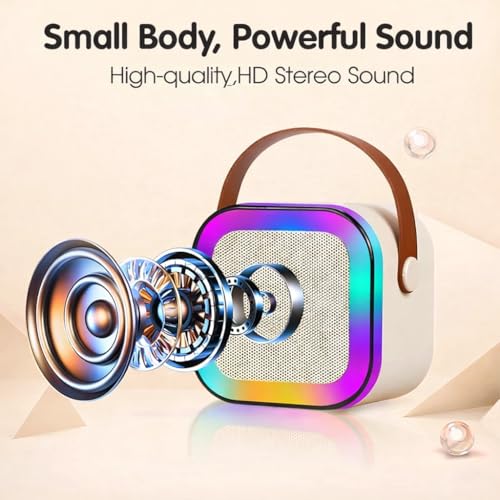 Image of Rechargeable Karaoke Mic with Speaker for Kids | Wireless Mini Portable Bluetooth Speaker, Microphone & LED Lights, Birthday Gift, Multicolor