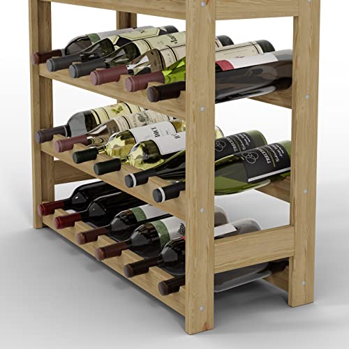 Lenmar, Portabottiglie in Legno per Bottiglie Naturali RW-1 Vino Portabottiglie Scaffalatura cantina Ripiani portabottiglie (Naturale, RW-1-42, 102 x 63 x 25, marrone, per 42 bottiglie) - immagine 6