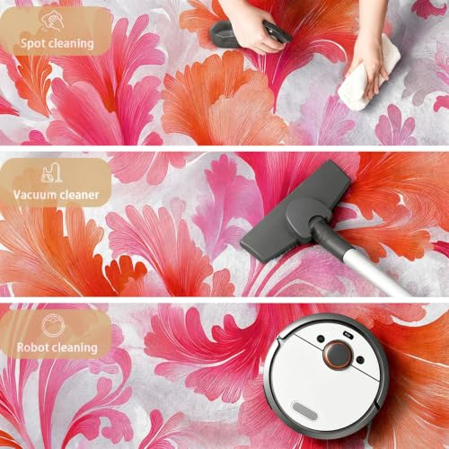 Alfombra lavable y antideslizante de 60x90 cm con diseño floral de hojas para puerta 7