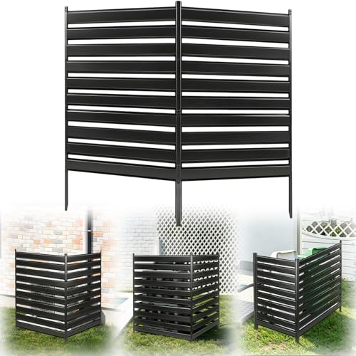 48" H x 38" W (2 Panels) Air Conditioner Fence Screen Trash Can Privacy Fence Panels for Outside Unit, Pool Eequipment Enclosure, No Dig Backyard Fencing (Black) by COLRASN - Used condition - US$89.99