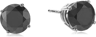1 cttw Black Diamond Stud Earrings 14K White Gold Round Push Backs 4 Prong Basket