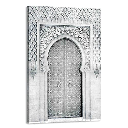 Arjazia Tableau Porte Orientale - Décoration murale Arabe - 90x60cm et 120x80cm - Impression sur Toile Haute Résolution - Toile Tendue sur un Cadre en Bois...