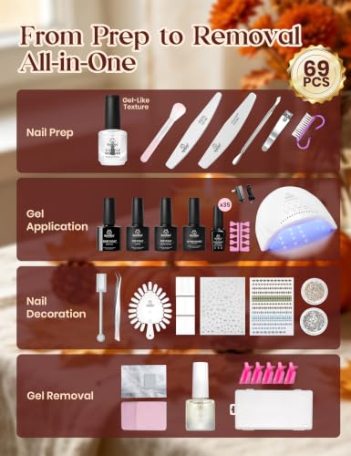 Image of Beetles Gel Nail Polish Kit with U V Light 69PCS 35 Colors Gel Nail Set