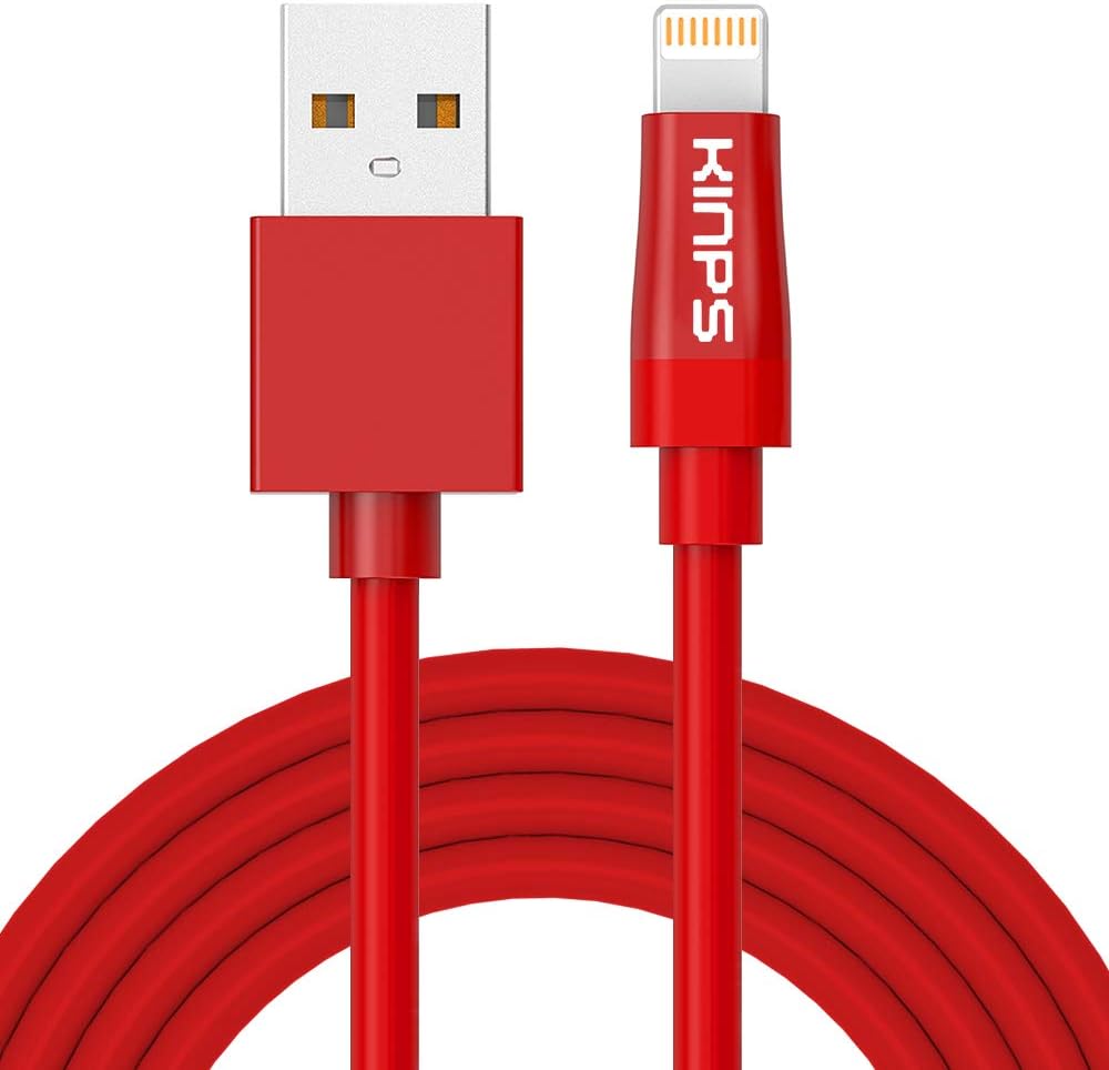 KINPS Apple MFi Certified Lightning to USB Cable iPhone Charger Cord (10ft/3m) Super Long Compatible with iPhone Xs/XS Max/XR/X/8/8 Plus/7/7 Plus/6S/6S Plus/6/6 Plus/SE, iPad Pro/Air/Mini (Red)