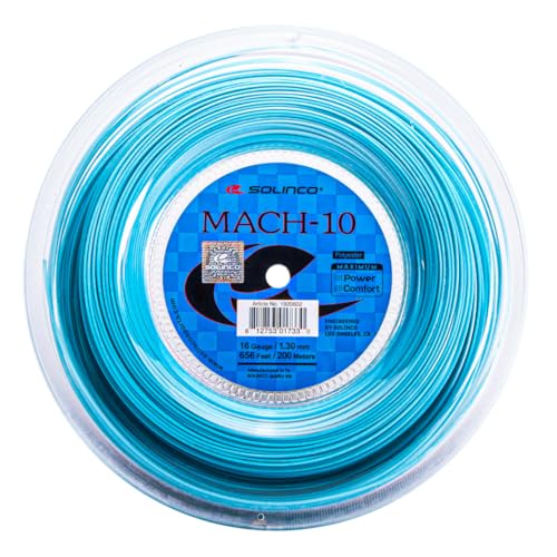 Solinco Mach-10 - Cuerda de tenis (calibre 16L, 1,25 mm, 200 m), color azul turquesa