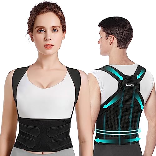 kungfuren Fascia Lombare Posturale Spalle Schiena: Correttore Postura Uomo Donna - Tutore Posturale Schiena Dritta Busto Raddrizza Spalle - Cintura di Correzione Della Postura Regolabile - Nero L