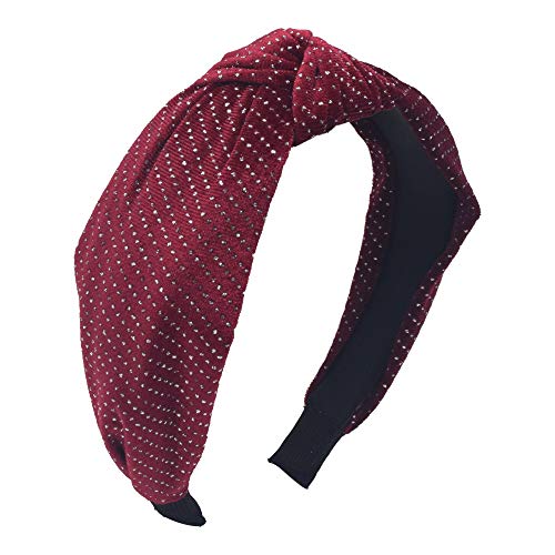 1Pcs Velvet Headbands for Women - Drill Bandana Knot Headbands for Women Turban Headbands for Women Wide Headbands for Women Hairband Hair Hoops Hair Accessories,Wine Red