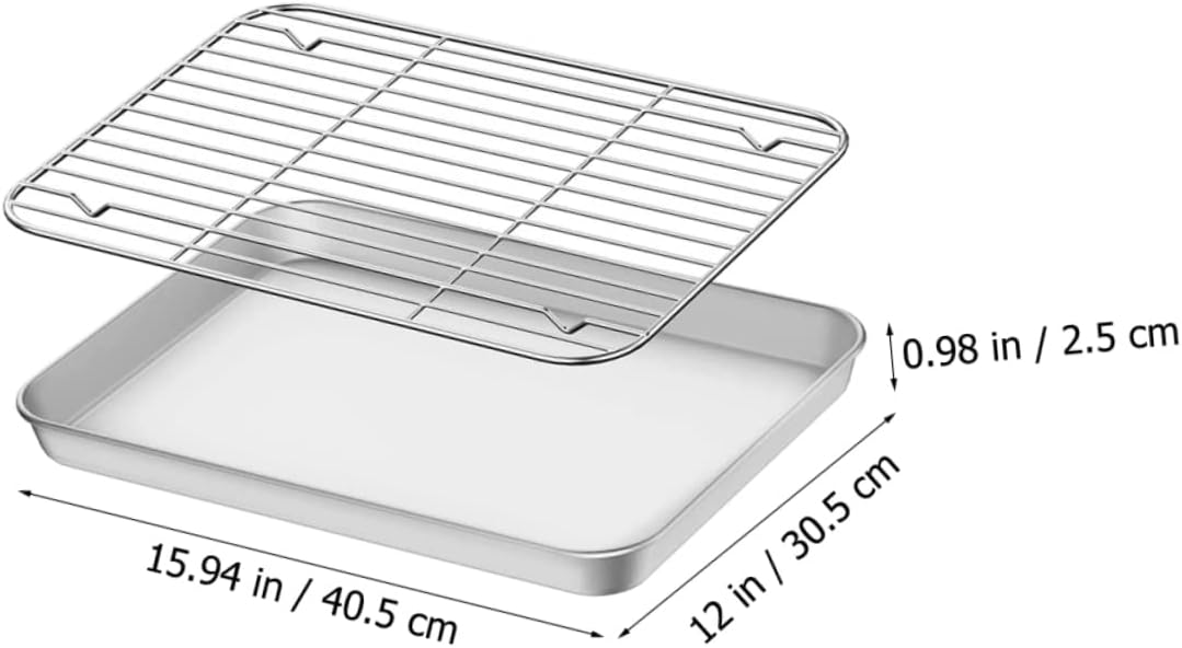 SECFOU 1set Multi-function Wear-resistant Baking Rack Non-stick Baking Pan for Cookies Bread and Roasting Easy to Clean and Dishwasher Safe