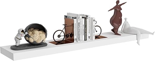 WELLAND Estante flotante blanco de 48 pulgadas, estante de pared de 9 pulgadas de profundidad con soporte invisible para sala de estar, dormitorio,