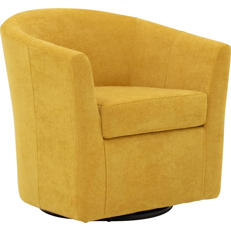 Pemberly Row 19" H Traditional Fabric Swivel Club Chair in Yellow