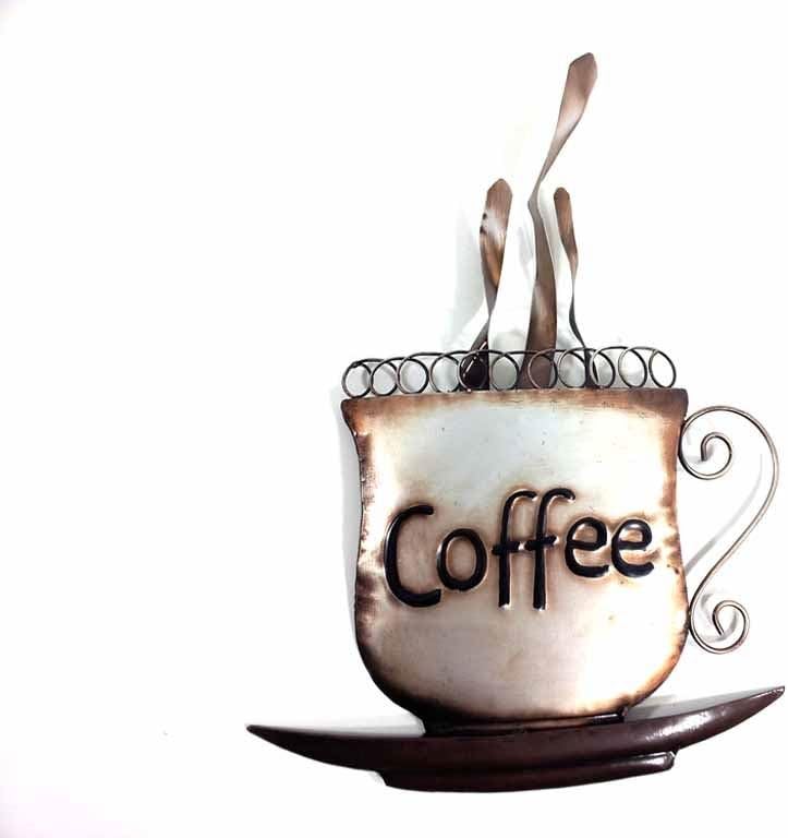 BWA New Contemporary Metal Wall Art Picture Or Sculpture – Steaming Coffee Cup