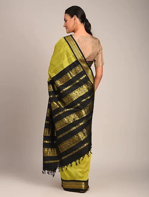 Image of Flosive Women's Kanjivaram Silk Saree With Handloom Weaving Work With Blouse Piece