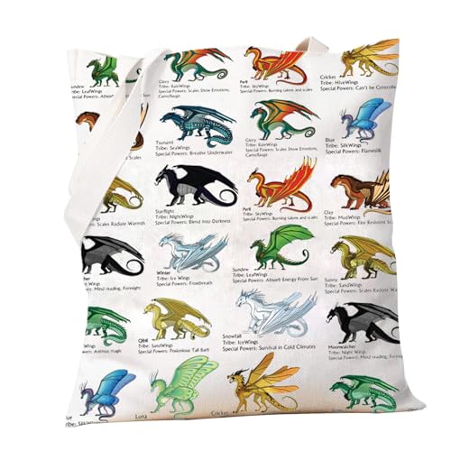 PXTIDY Dragon Novel Characters Tote Bag Clay Sunny Glory Tsunami Starflight Blue Sundew Snowfall Dragon Lover Gifts