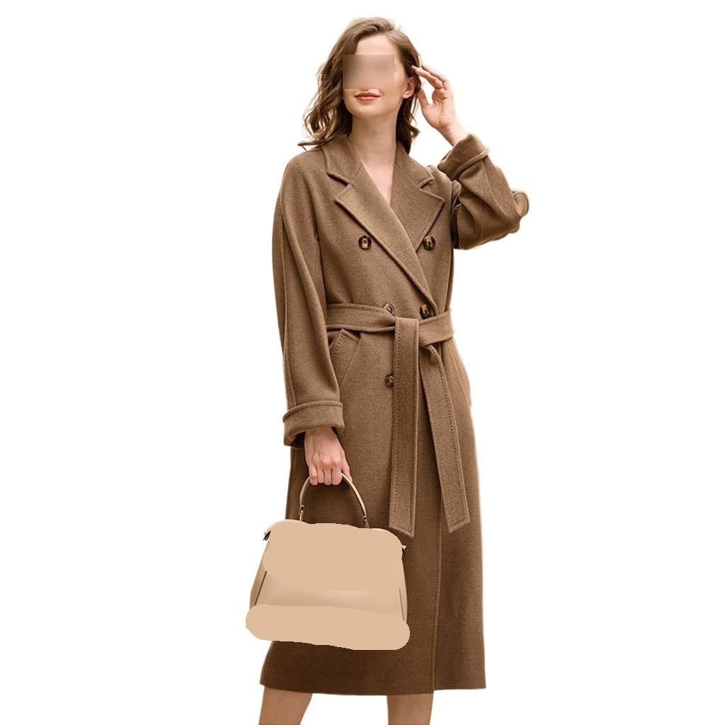 Cappotto in cashmere di fascia alta Cappotto in tweed di lana cammello di media lunghezza da donna invernale
