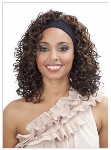 BOBBI BOSS(1B) - SYNTHETIC FULL WIG W/ HEADBAND - M905C BADU-CURL (1B OFF BLACK)