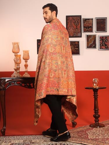 Image of Pashmoda Men Zewar Fine Wool Kaani Shawl, Authentic Kashmiri Luxury Pashmina Style Shawl, Stole, Medium Gents Lohi, Size (40x80 Inches)