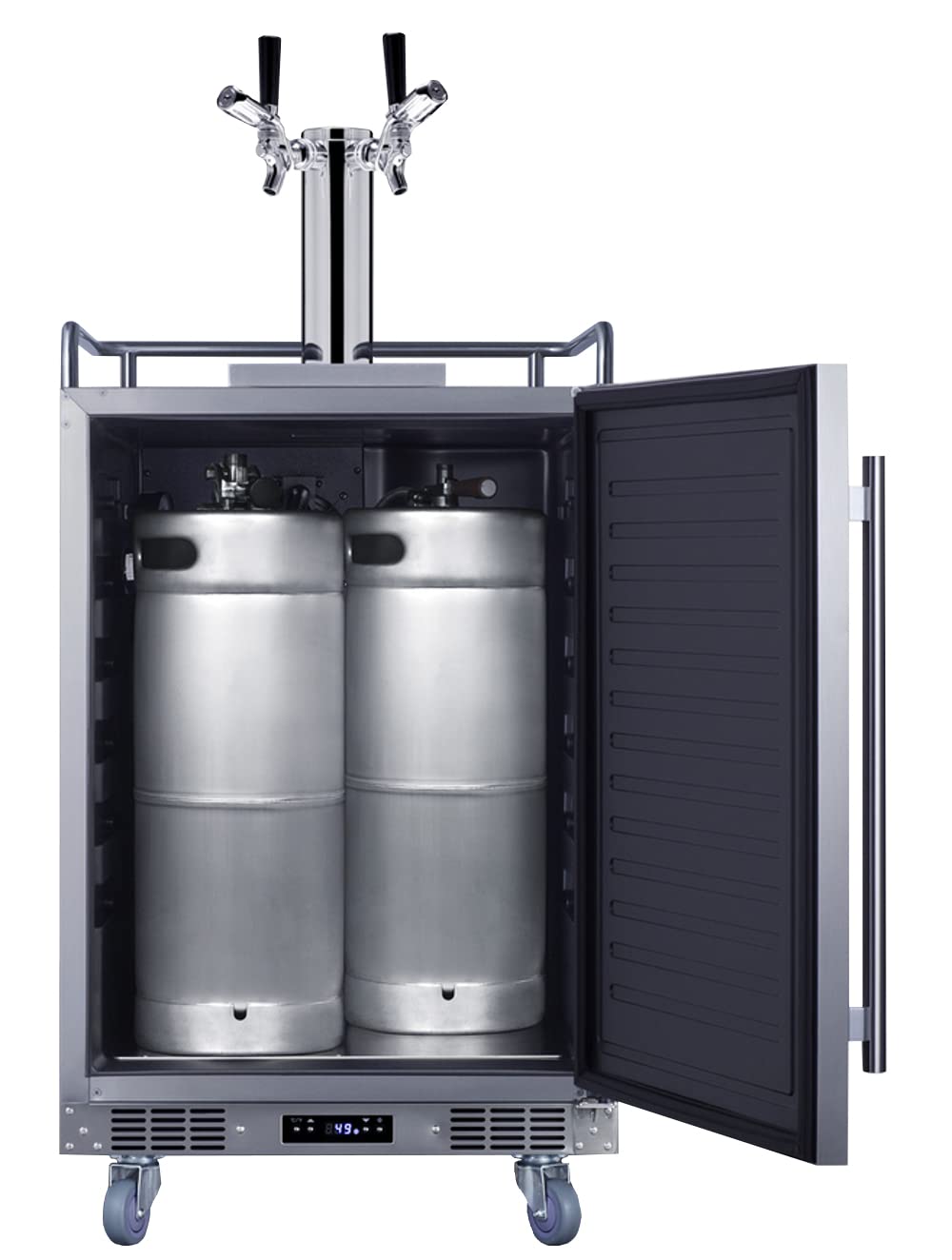 Summit Appliance Bc74oscomtwin 24" Wide Built-In Outdoor Commercial Beer Kegerator, 5.6 Cu.Ft. Interior, Weatherproof, Dual Tap System, Removable Locks, Digital Thermostat, Pro Style Handle, 4 Casters on Fridge.com - View 3