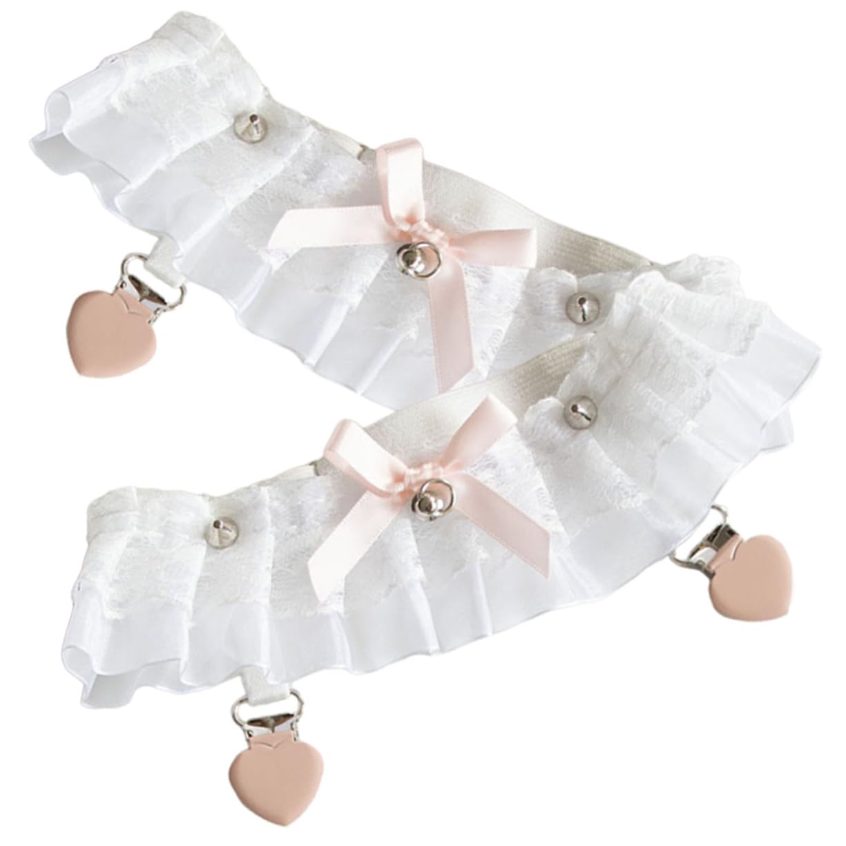 Lolita Herzen 4 Paare Weißes Brautstrumpfband Für Den Hochzeitstag Strumpfhalter Für Oberschenkelstrümpfe Beinstrumpfbänder Für Spitzenstrumpfband Strapsen Stoff