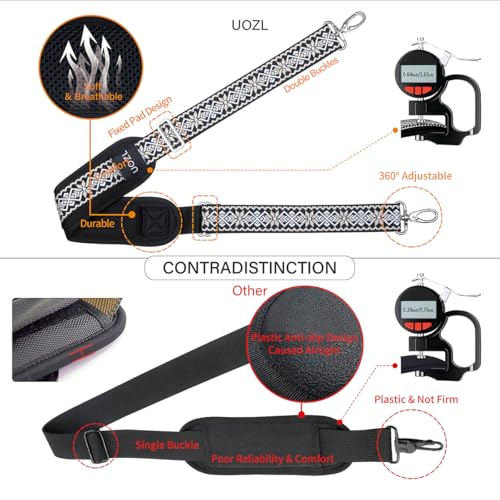 Image of 59 Inch Shoulder Straps, Soft with Ultra-Thick Fixed Shoulder Pad, Two Way Independently Adjustable Buckle Replacement Straps for Laptop Bag Messenger Bag Tool Bag Luggage,Black-White