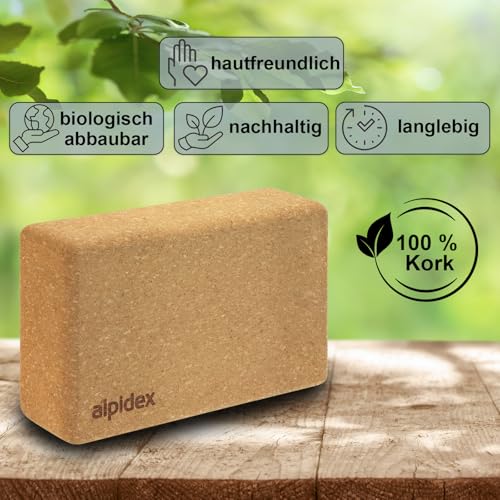 ALPIDEX Kork Yogablöcke 2er / 4er Set 23 x 14 x 7,5 cm Yogaklotz E-Book – Ansicht 3
