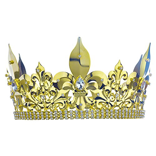 Men's Imperial Medieval Fleur De Lis 4.25" Full Circle Gold King Crown T1716