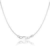 Jewlpire 18K Gold Plated 925 Sterling Silver 0.8mm Box Chain Necklace for Women - Super Thin Strong 16/18/20/22/24 Inch