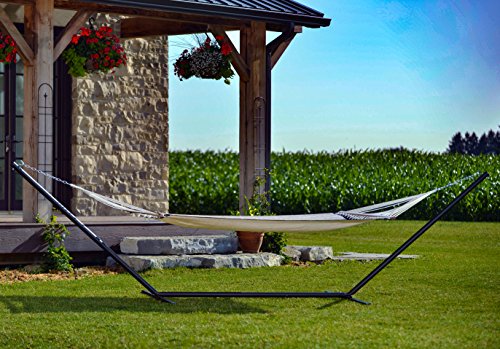 Vivere 15\' Sturdy and Durable Powder Coated Steel Heavy Duty 3-Beam Hammock Stand - Black - 450 lb Weight Capacity - Thumbnail 5